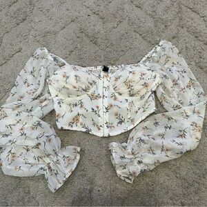 Windsor Cropped Floral Corset Top Medium M